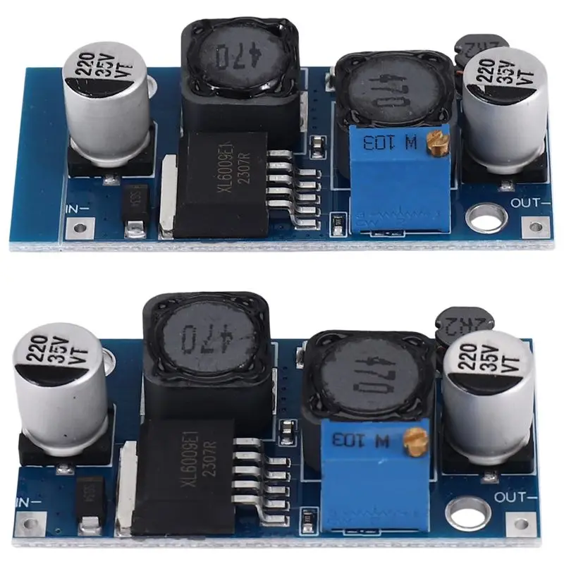 AS60-2Pcs Adjustable DC-DC Buck Boost Converter Automatic Wide Voltage Regulator XL6009 Voltage Module