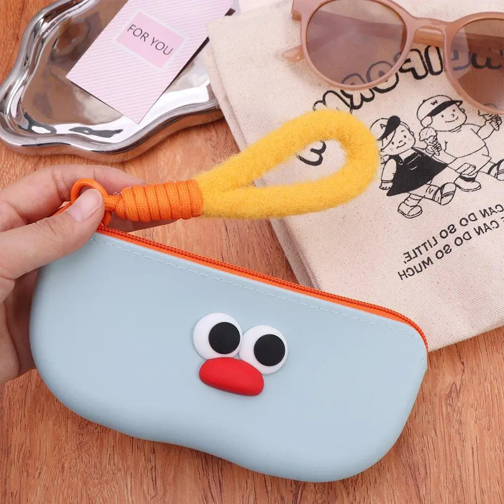 Waterproof Silicone Sunglasses Case Plush Handle Soft Glasses Storage Bag Simple Korean Style Zipper Eyeglasses Bag