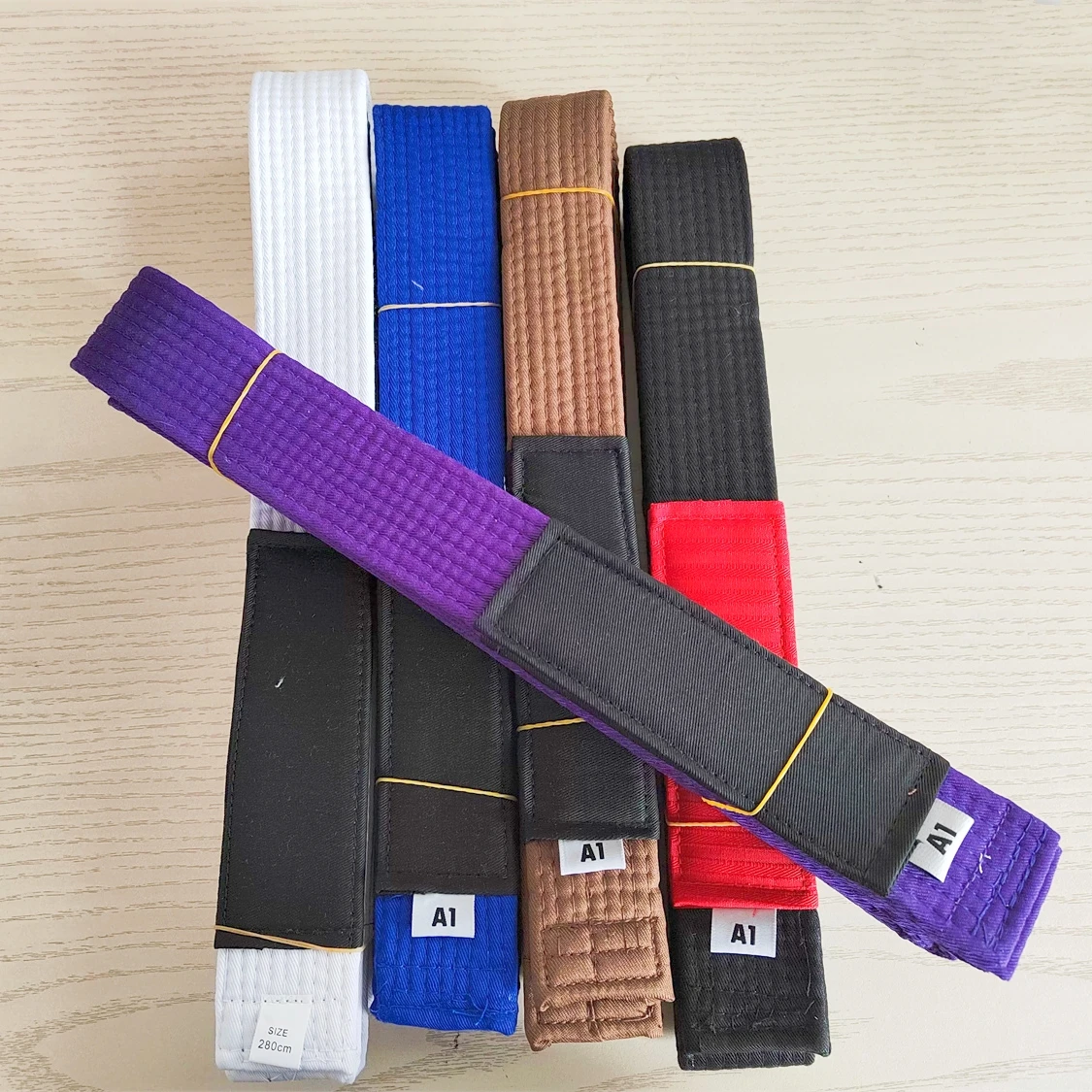Width 4cm Brazilian Jiu-Jitsu Belts With Sleeve Bar Youth BJJ Grade Under 16 Years Old White Gray Yellow Orange Green Strip BJJ