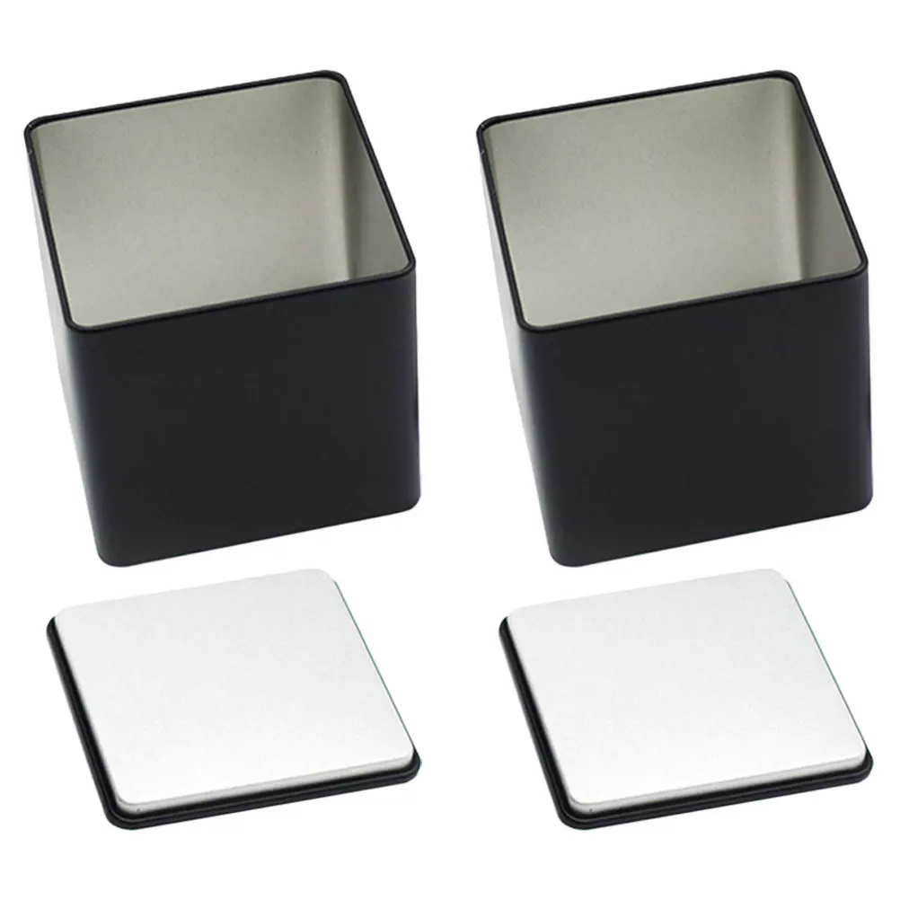 

2Pcs Square Tea Tin Canister Multi-Function Storage Container Airtight Metal Jar for Loose Leaf Dried Fruits Candy Home Kitchen