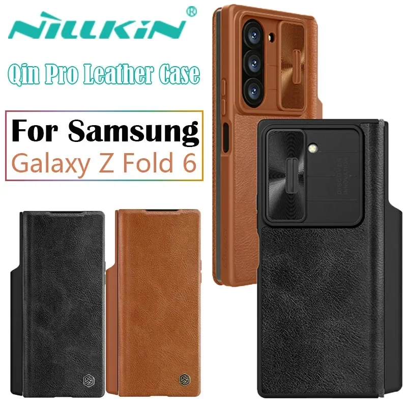 

NILLKIN Luxury Leather Case For Samsung Galaxy Z Fold 6 5G, Slide Lens, Camera Protection Back Cover With holder, S-Pen Slot,