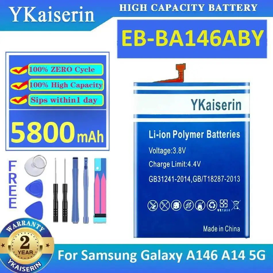 

Стабильный аккумулятор мобильного телефона емкостью 5800 мАч EB-BA146ABY для Samsung Galaxy A146 A14 5G, экологически чистый