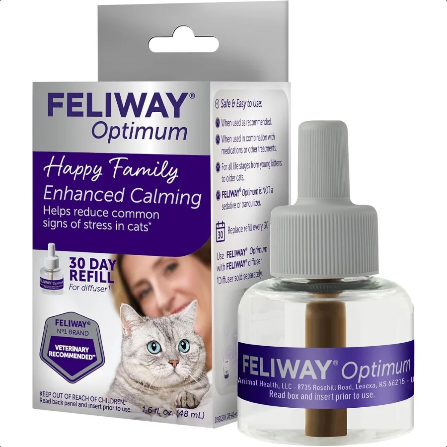 

Optimum 30 Day Cat Calming Refill for Pheromone Diffuser 48ml Helps Reduce Common Signs of Str in Cats Kittens Enhanced Calming