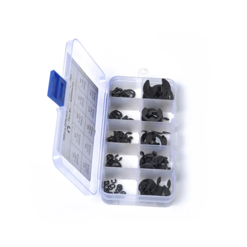 160pcs 2mm-12mm Range E-Clip Assortment Kit Metallic Finish Assortment Pack External Retaining Ring Circlip Snap Ring Set