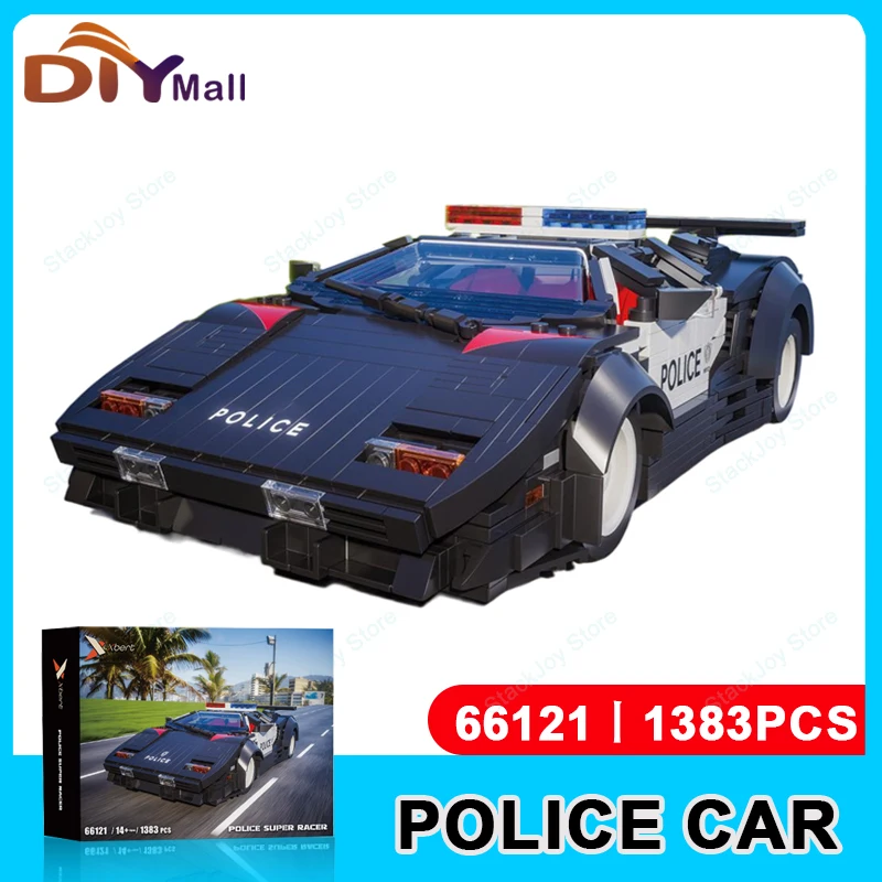 

IN STOCK 66121 MOC Police Sports Car Building Kit 1383PCS Technical Blocks DIY Model with Moving Door Parts Gift for Kids