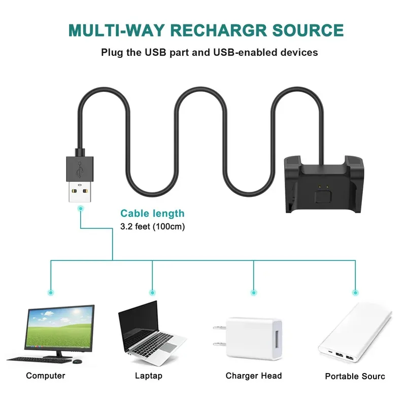 Caricatore magnetico USB da 100 m per Huami Amazfit Bip Cavo di ricarica Cavo per Amazfit Bip Lite Accessori Smartwatch
