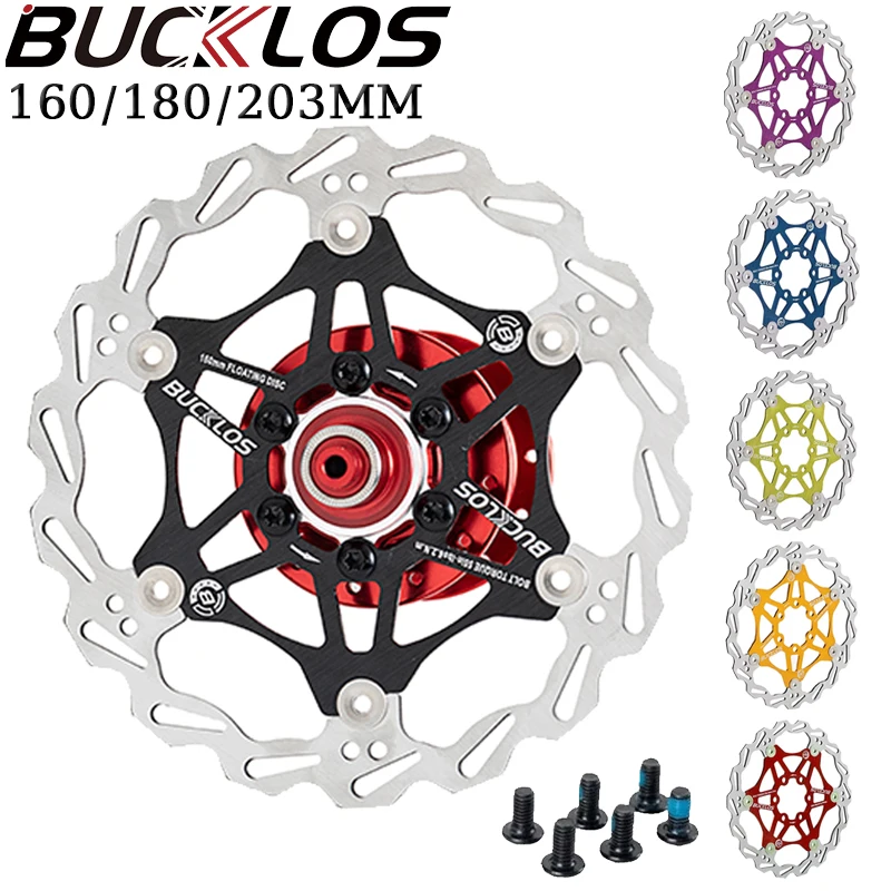 

BUCKLOS 160mm Bike Floating Rotor 180/203mm MTB Road Bicycle Disc Brake Rotors Efficient Cooling Discs Durable Bike Accessories