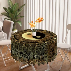 1 piece of Yin Yang Tai Chi Circular Tablecloth Waterproof Color Terrace Dining Table Cover Bohemia 63 inch Tablecloth