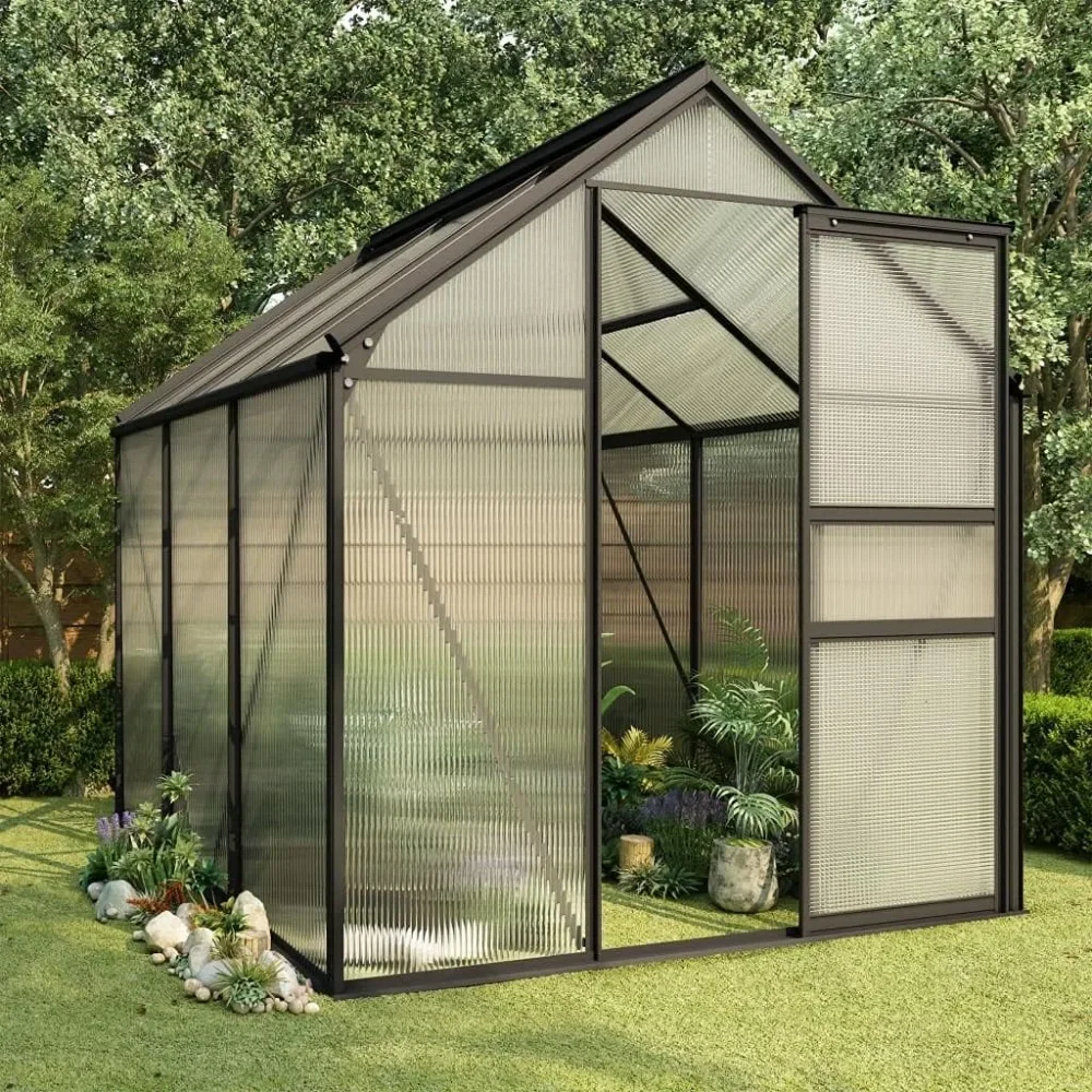 38.9 Ft² Greenhouse with Aluminum Frame, UV Resistant and Thermally Insulated, Farm Aluminum Polycarbonate Greenhouse