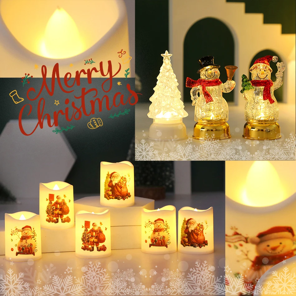 Weihnachtsdekoration, elektronische Kerze, Weihnachtsmann, leuchtender Schneemann, Nachtlicht, LED, Party-Dekoration, Atmosphäre, Licht, Weihnachtsgeschenk