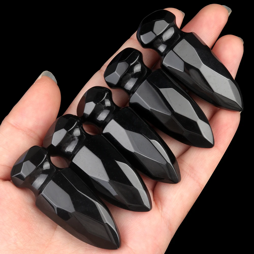 Natural Stone Pendant Sword Shape NO Hole Natural Rose Quartz Amethysts Pendant for Making DIY Bracelet Necklace Accessories