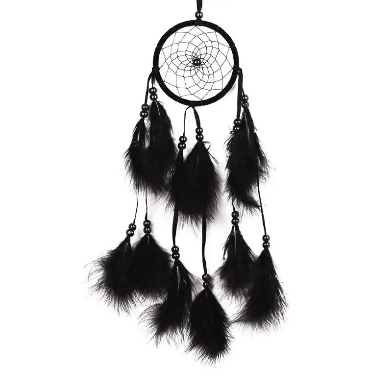 Bead Dream Catcher Black Feather Crafts Handmade Home Hanging Gifts Dreamcatcher Handmade Silver Bead Dream Catcher Wind Chimes