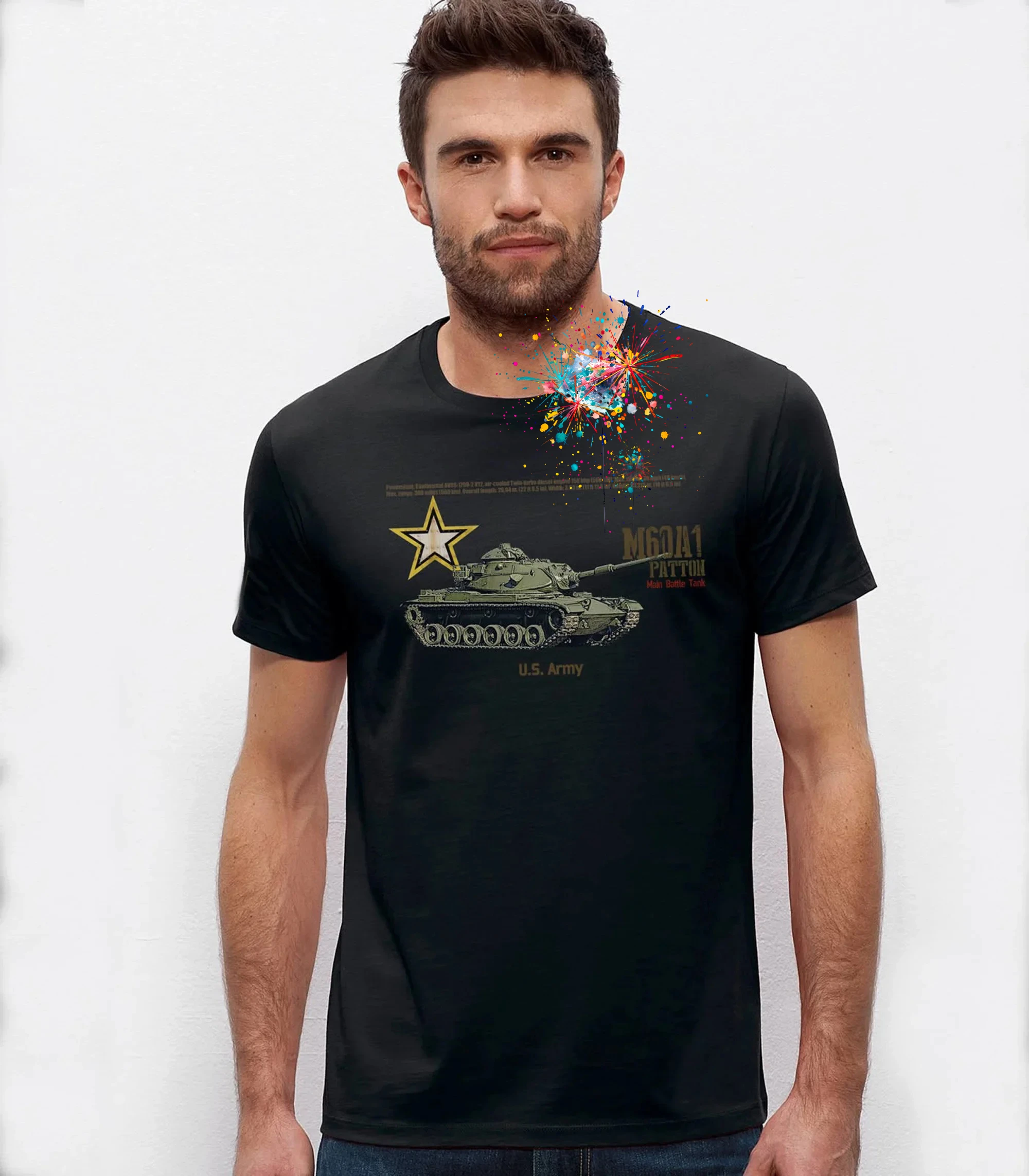 Футболка US Army M60A1 Patton Main Battle Tank, 100% хлопок, с круглым вырезом и коротким рукавом, летняя повседневная мужская футболка, размер S-3XL