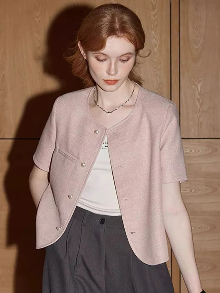 

Ele Ladylike ort Jaet Summer Faionable Chic Button up ort Sve Top Agel Single Button Small irt