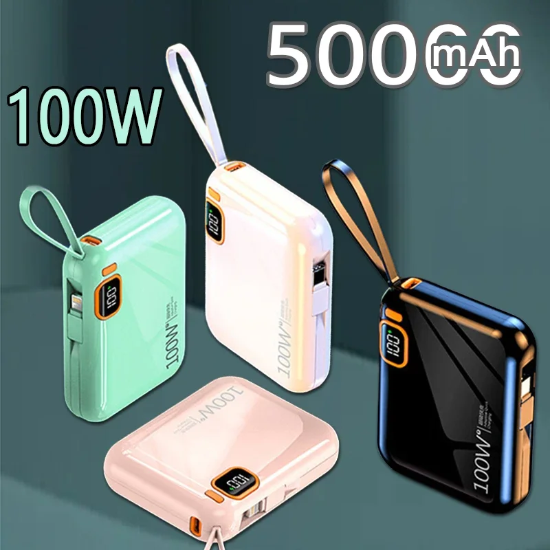 

50000mah Portable PD100W Power Bank Two-way Fast Charger Mini Powerbank For iPhone Xiaomi Samsung