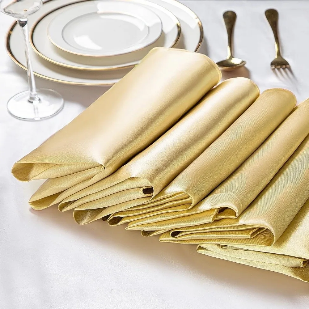 10pcs New 30x30cm Silky Satin Napkin Square Smooth Dinner Napkins Solid color Table Napkins For Wedding Banquet Restaurant