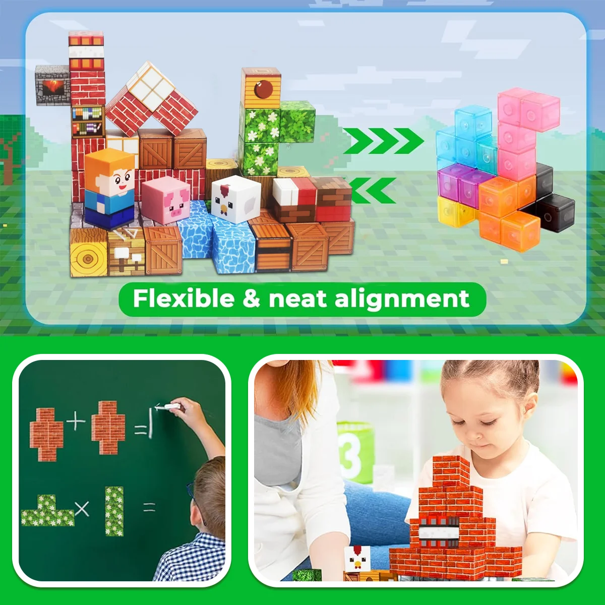 ألعاب بناء المكعبات المغناطيسية للأطفال، لعبة السفر الحسية، لعبة التراص المكعبة، ألعاب البناء المجانية، ملحقات الهالوين للأطفال