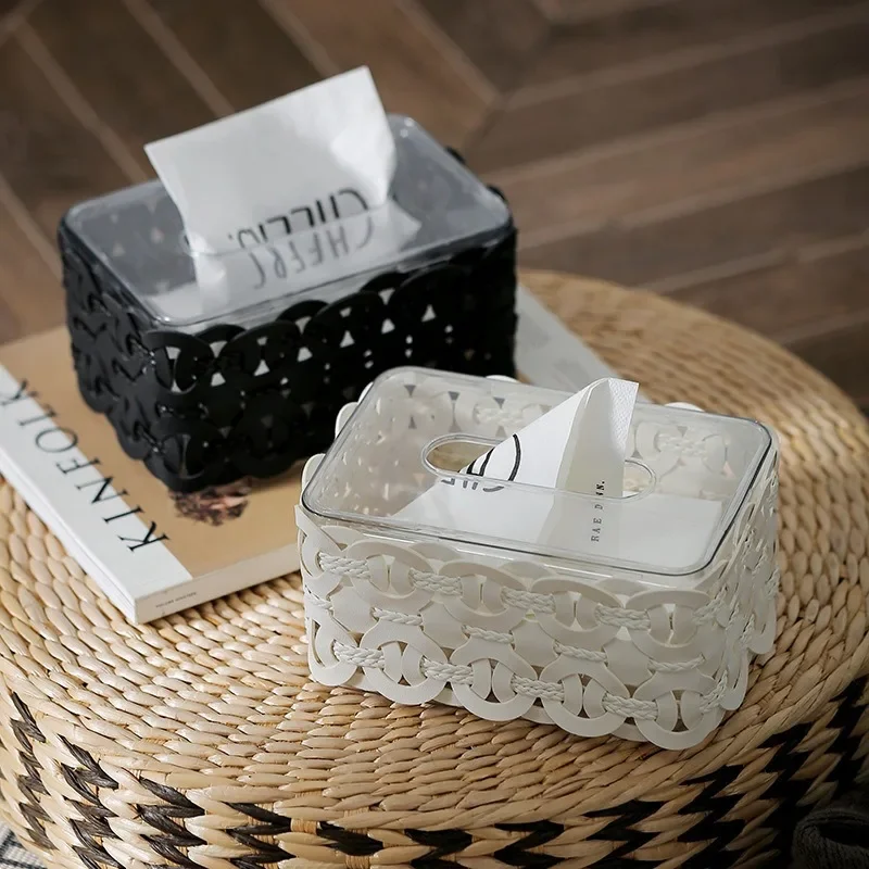 

Modern Luxury Leather Storage Box Tea Table Restaurant Desktop Tissue Box Table Island Decoration Home Furnishing Kitchen Decor