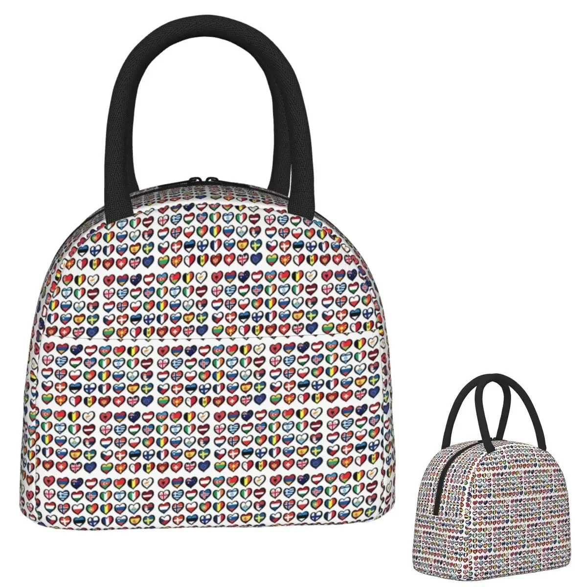 Eurovision Song Contest Flags Hearts ESC EBU Eurofans Insulated Lunch Bag for Women Kids Portable  Thermal Lunch Box Tote