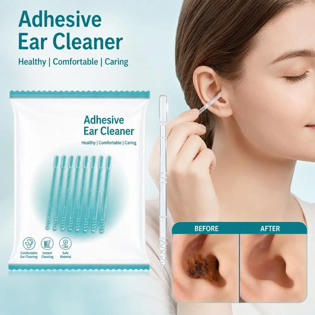 24pcs Reusable Sticky Ear Cleaning Stick for Ear Wax Cleaning, Adhesive Ear Cleaning Tool with Soft Rubber Head Ear Care