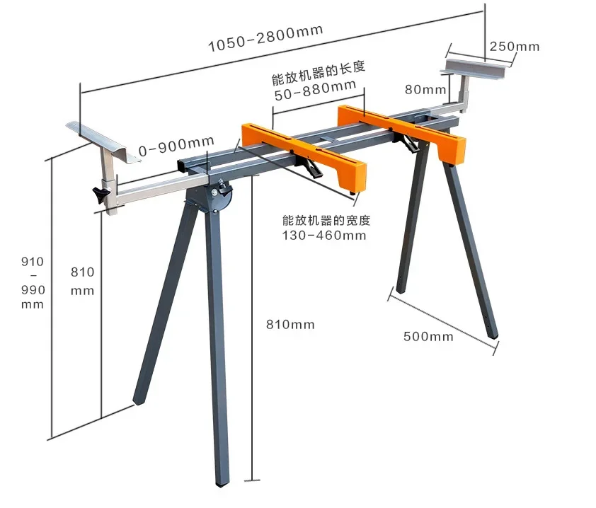 2026　Slant Cutting Saw Bracket, Foldable Interface Aluminum Machine Workbench, Oblique Cutting Saw Bracket, Woodworking Table
