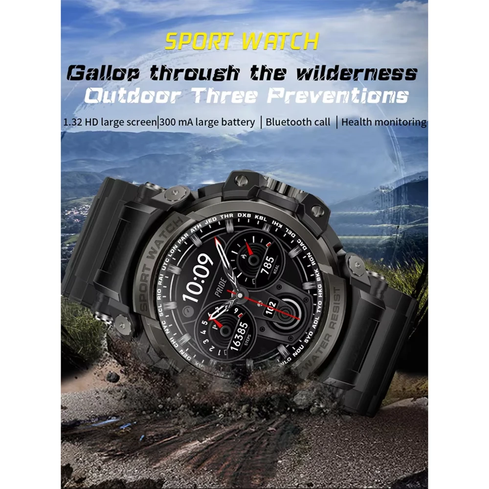 2025 New Smart Watch 1.32” HD LCD Display Bluetooth Phone Calls Outdoors Sports Hiking tourism Recorder Smartwatch for Men