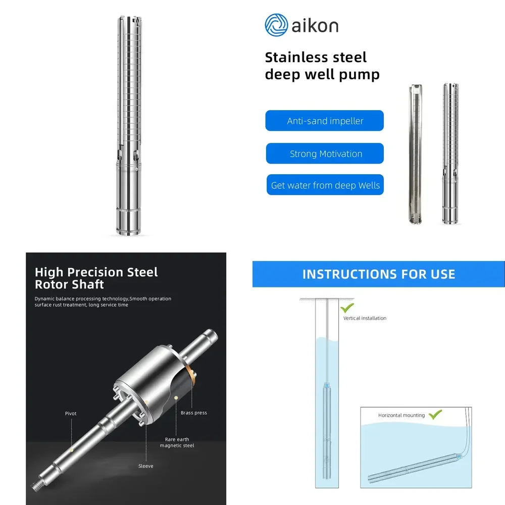 Intelligent Core Industries Deep Well Suction Centrifugal Pump Stainless Steel Submersible Pump for Fountain