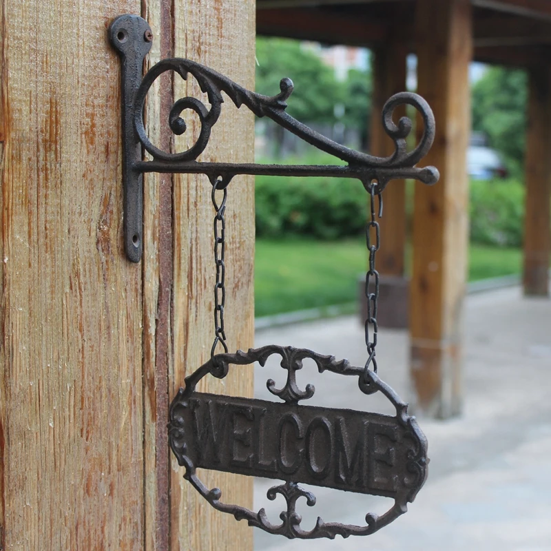 European industrial style retro nostalgic cast iron wrought iron decorative brand welcome door brand