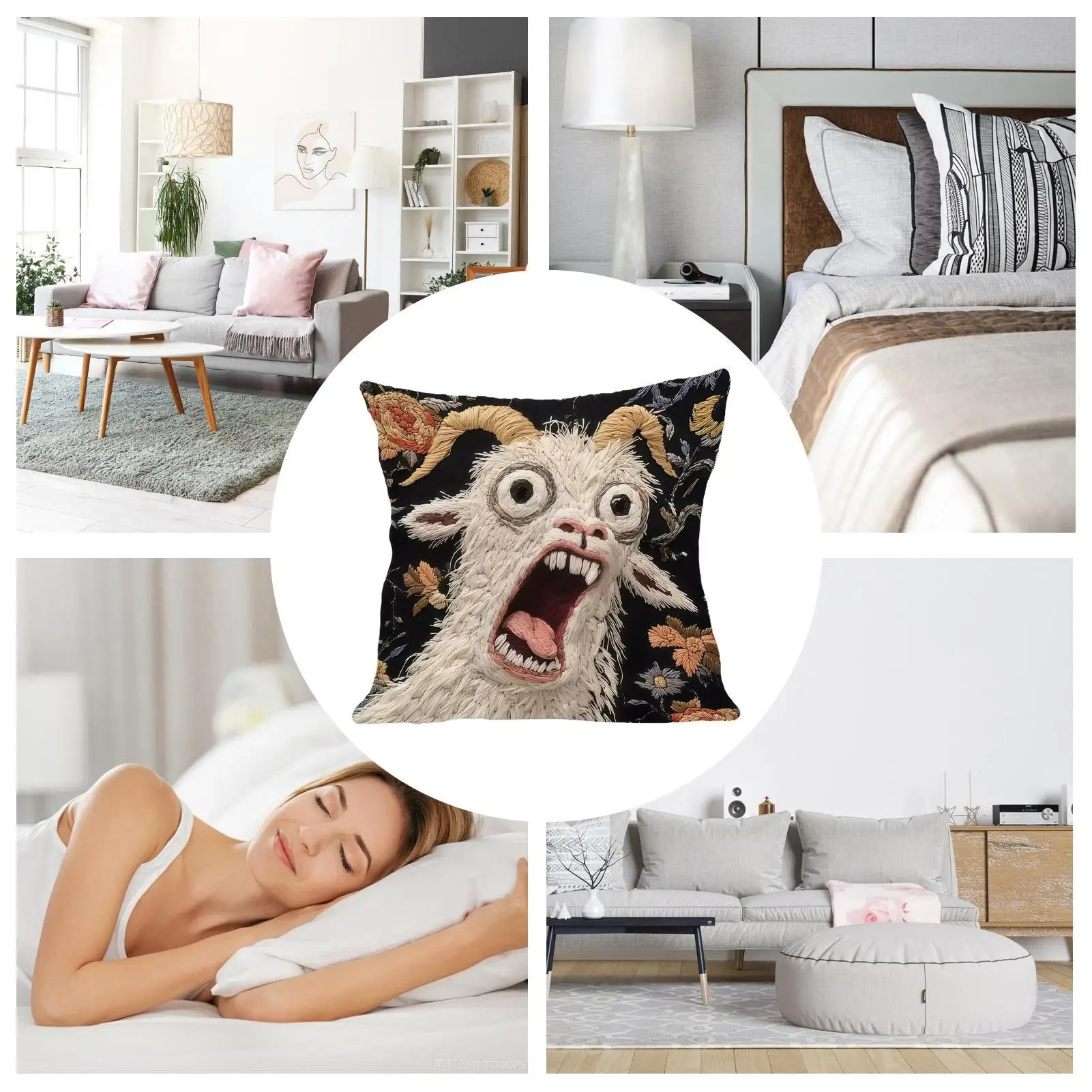 Pillow Covers Screaming Goat Soft Protector Decorations 17.72x17.72 inches Pillow Case for Party Couch Home Dorm Family