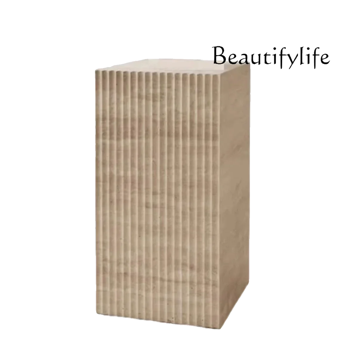 V Wabi Sansan Natural Yellow Travertine Slotted Stone Pillar Edge Hotel Three-dimensional Ornament Storage Corner