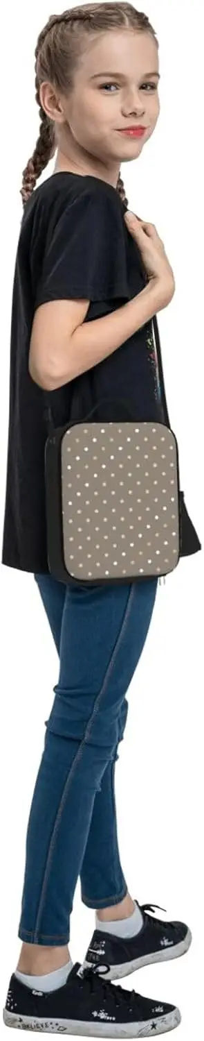 Fiambrera para adultos con estampado de puntos para mujeres y hombres, bolsa térmica pequeña aislada con correa de hombro ajustable para viajes de acampada