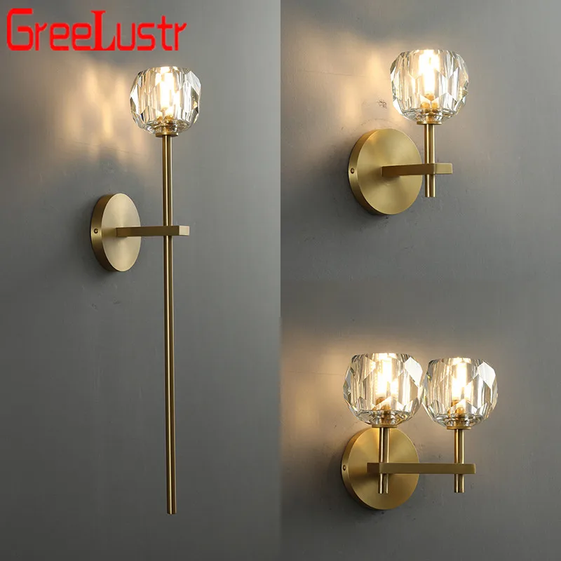 Modern Crystal Sconce Lamp G9 Wall Sconce Aisle Door Front Lights Sleeping Copper Wall Lights Bedside Lamp For Bedroom Fixtures