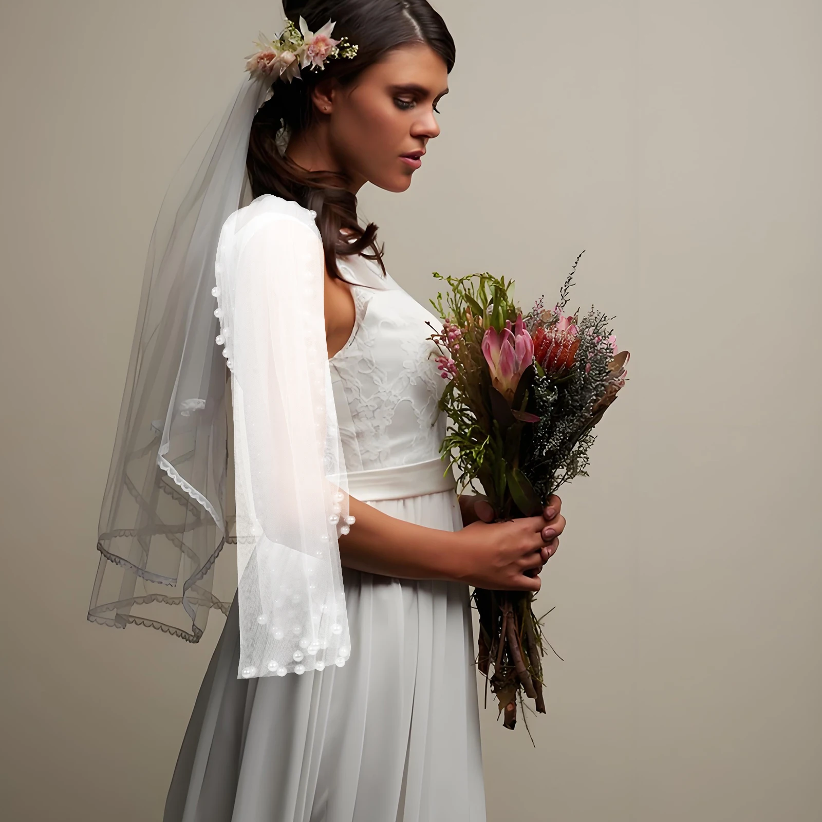 

1 Pair Detachable Wedding Sleeves Elegant Arm Coverage Bridal Dress Accessory White Removable Puff Sleeve For Brides Banquet