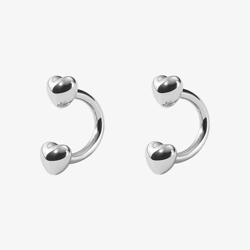 Dave&di S925 Sterling Silver Personalized Threaded Heart High-end Versatile Korean Style Simple And Luxurious Earrings A Hot Se