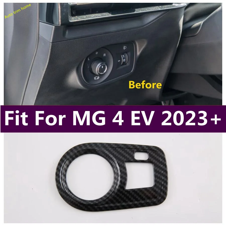 

ABS Carbon Fiber Look Head Light Lamp Adjust Switch Button Control Cover Trim Fit For MG 4 EV 2023 2024 Decor Frame Accessories