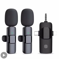 Solapa profesional doble Lavalier micrófono inalámbrico micrófono ojal para iPhone Android teléfono móvil PC Micro Mini Audio