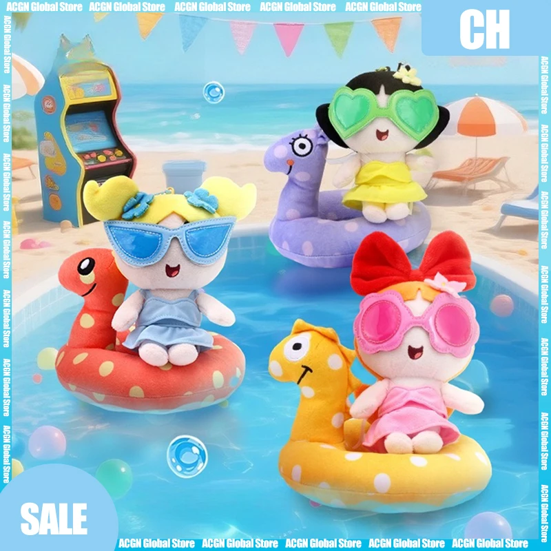

15cm Powerpuff Girls Plush Toy Kawaii Bubble Bath Swimsuit Dino Float Cute Hanging Keychain Anime Decor Kids Gift for Pool Party