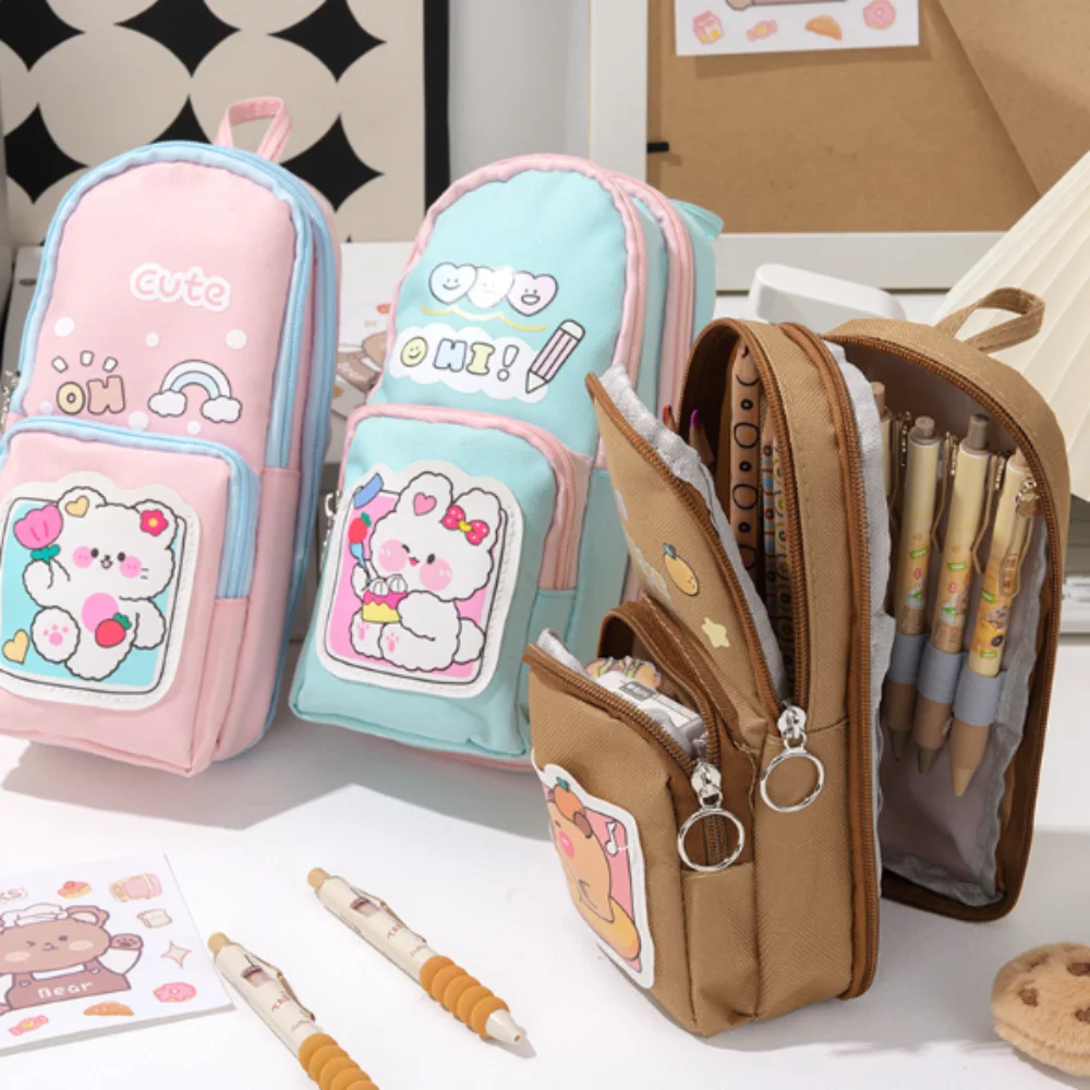 6 Schicht 11 Taschen Capybara Bleistiftbeutel Große Kapazität Tier Schultasche Form Federmäppchen Ästhetische Wasserdichte Reißverschluss Bleistiftbeutel