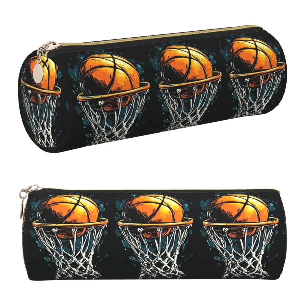 Sportliche Federmäppchen mit Basketball-Motiv, Federmäppchen, zylindrische Stiftbox, Federmäppchen für Jungen und Mädchen, Schreibwarenbedarf