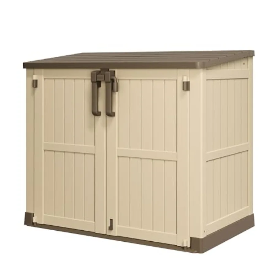 36 Cu Ft Resin Outdoor Storage Shed, Weatherproof Horizontal Outdoor Storage Cabinet with Dual Lock Door for Backyard, Patio, G