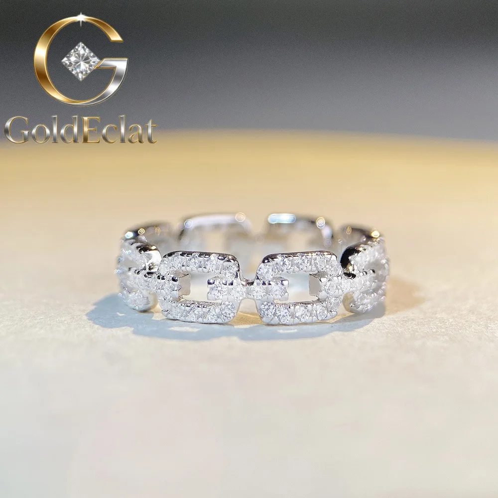 

Кольцо GoldEclat Luxury из цельной платины PT950 для женщин, с бриллиантами и муассанитом, в форме свиного носа, обручальное кольцо