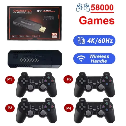 Consola de juegos retro X2 GD10 Pro 4K 2.4G Dual Wireless - 256GB más de 30000 juegos para PS1/N64/PSP, TV portátil Gaming Stick