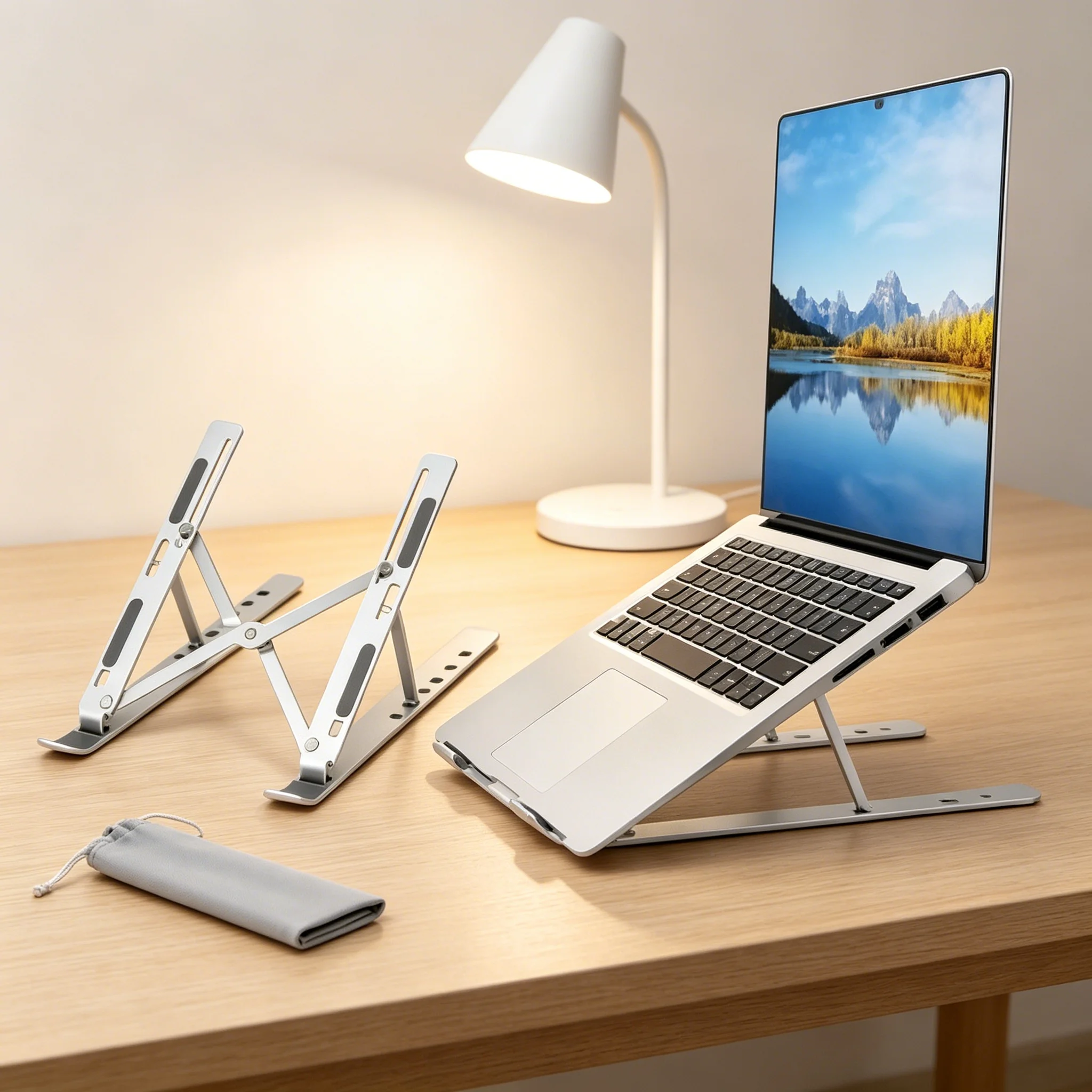 

Portable Lightweight Metal Notebook Support Foldable Bracket MultiAngle Adjustable Laptop Bracket Desktop Accessory for Notebook