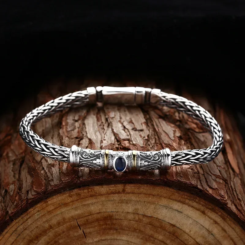 New Personalized Braided 5mm Tang Grass Pattern Bracelet Domineering Trendy Retro Distressed Series Fashion Jewelry