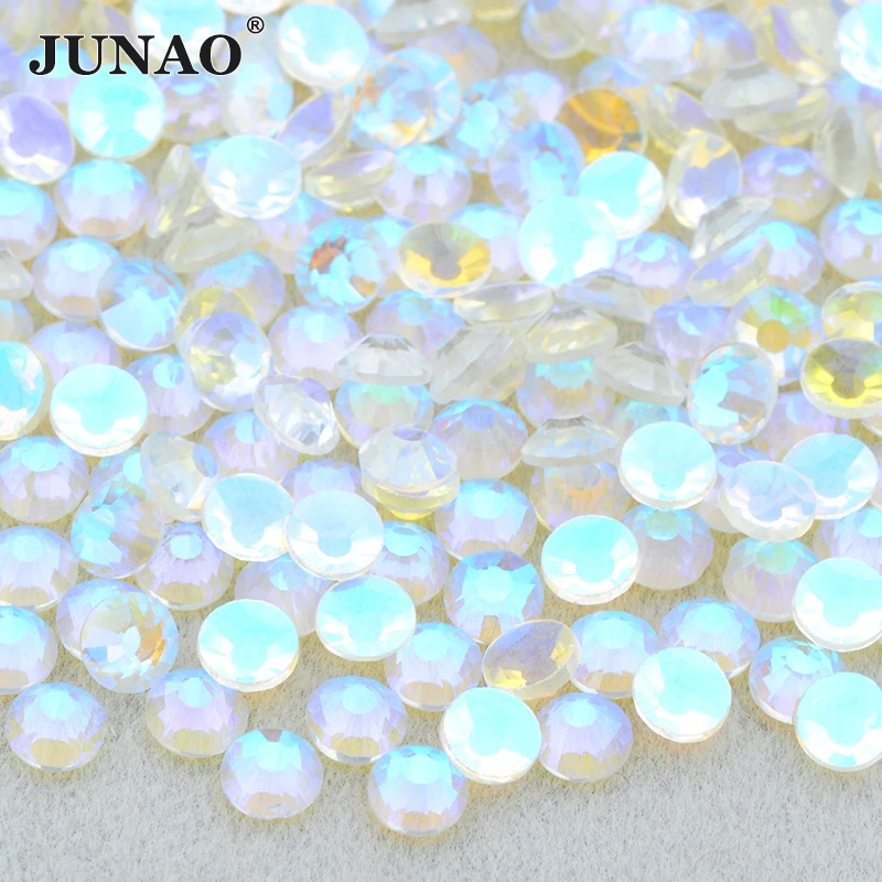 JUNAO all\'ingrosso 100Gross SS6 10 12 16 20 30 Aurora viola AB Strass di vetro Bulk Flatback Nail Stone Non Hotfix Strass artigianato