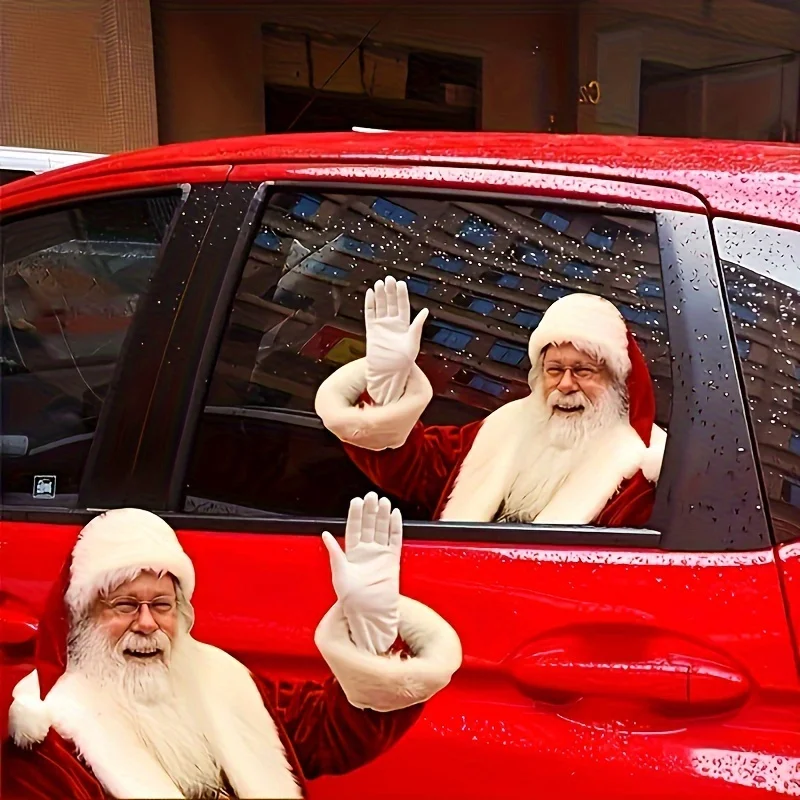 1PC Realistic Santa Claus Car Stickers Waterproof Christmas Decoration for Auto Windows Door Body Waterproof Vinyl Decals