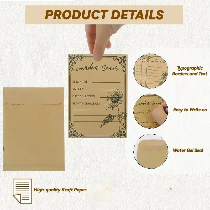 50/100pcs Seed Envelopes 4.72 * 3.15 inch Small Envelope Collection Vegetable Plant Garden Seeds