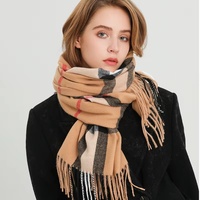 Winter Plaid Cashmere Like Blanket Scarf Design Thick Warm Pashmina Shawl Wraps With Tassel Poncho Stoles Echarpe