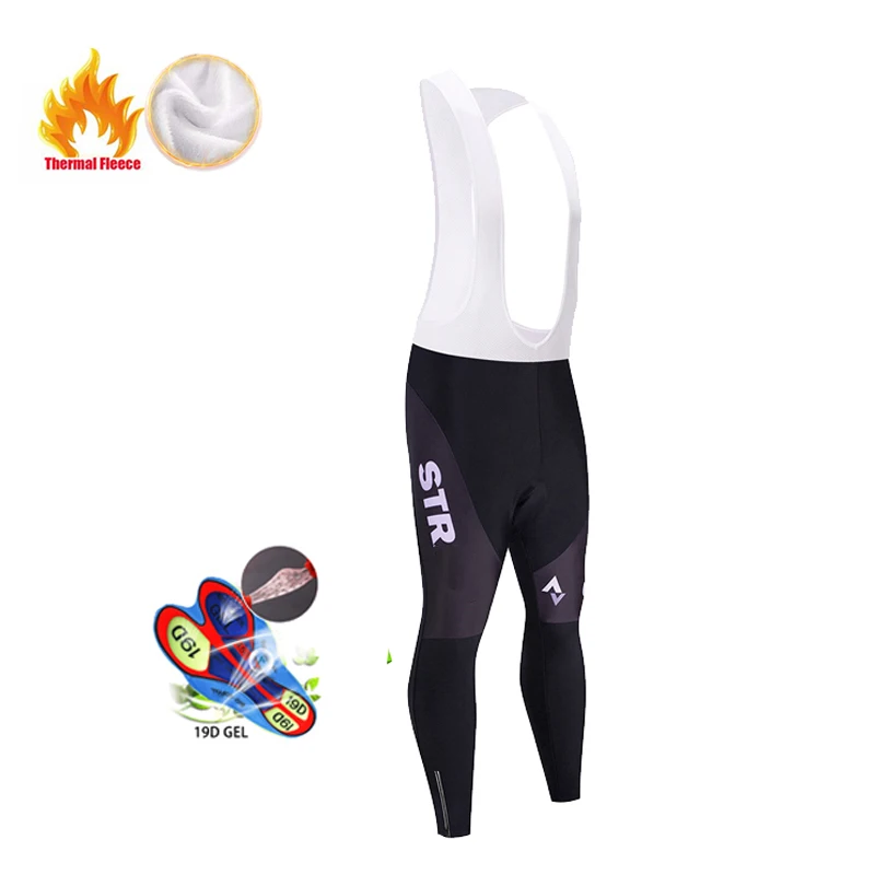 2023 Winter Fleece Thermal Men Cycling Tights Pants motion Outdoor Wearable Bib Pants 19D Gel Pad Shockproof Bike Trousers