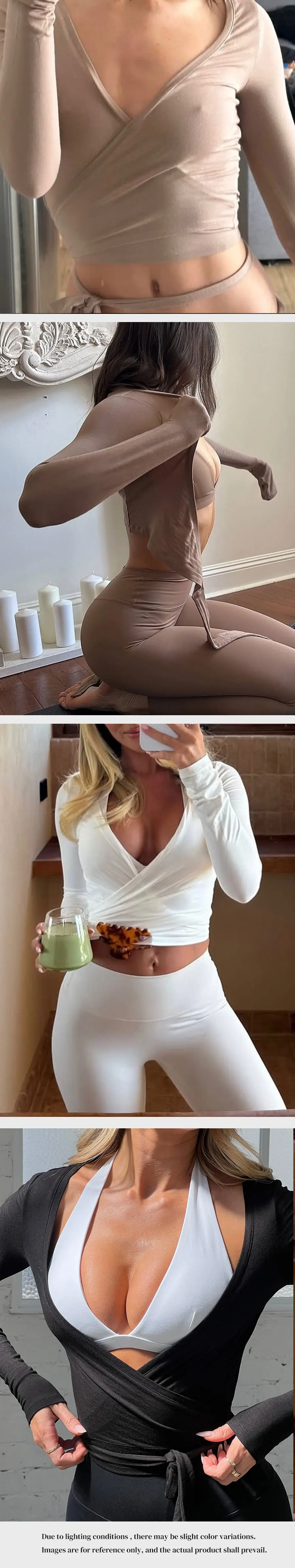 Wrap-Top 2026 Sommer Langarm Yoga-Shirts, Kreuzwickel-Crop-Tops, Fitness-Shirts für Damen, Workout, Ballett, Gym, Active Tee – Detail 5